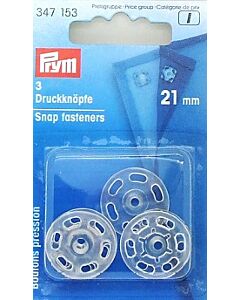 Naaibare drukknopen transparant 21mm van Prym.