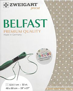 Zweigart borduurstof Belfast 32counts/12,6 draden kleur 5379 beige met witte stippen 48x68cm groot