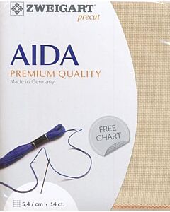 Borduurstof aida 14ct/5.4 kruisje van Zweigart kl.beige 3740 afm. 48x53cm