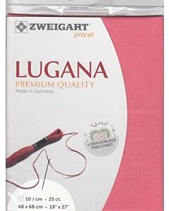 Borduurstof Lugana 25ct / 10 draadjes per cm van Zweigart coral 4018 afm 48x68 cm