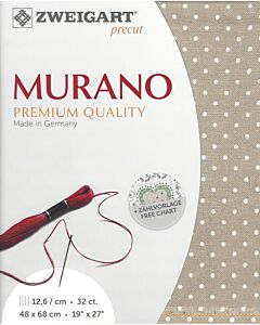 Murano borduurstof 32counts/12.6 draden per cm kl.7309 beige met witte stippen