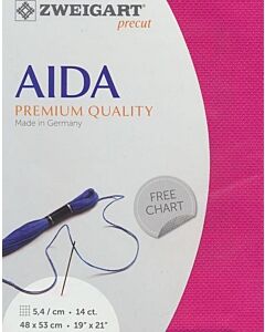 Borduurstof aida 14ct/5.4 kruisje van Zweigart kl. fuchsia 4023 afm. 48x53cm