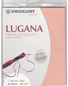 Borduurstof Lugana 25ct / 10 draadjes per cm van Zweigart zalm 4094 afm 48x68 cm