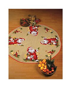 Borduurpakket kerstkleed kerstman met dieren Permin 45-3255