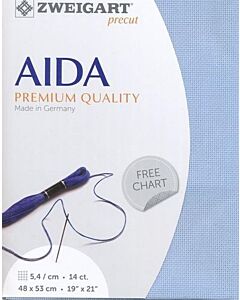 Borduurstof aida 14ct/5.4 kruisje van Zweigart kl.503 blauw afm. 48x53cm