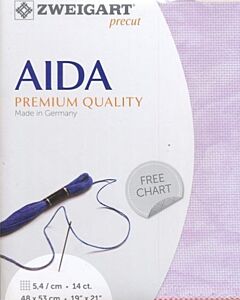 Borduurstof aida 14ct/5.4 kruisje van Zweigart kl.marmer lila 5059 afm. 48x53cm