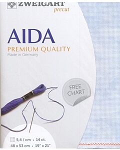 Borduurstof aida 14ct/5.4 kruisje van Zweigart kl.marmer blauw 5139 