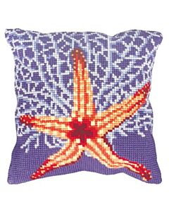 Borduurpakket voorbedrukt kruissteekkussen etoile et corail blanc Collection d'Art 5146