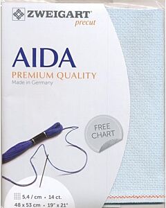 Zweigart borduurstof aida 14ct/5.4 kruisje van kl. licht blauw met glitter afm. 48x53cm