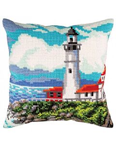 Borduurpakket kruissteekkussen vuurtoren aan de baai van CDA 5430