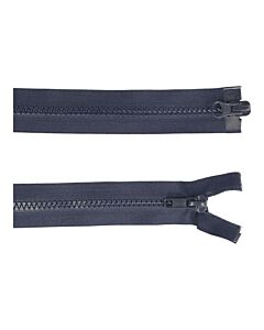 Dubbel deelbare rits 80cm kl.560 donkerblauw met bloktand