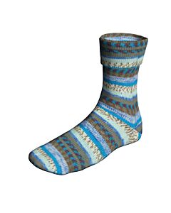 Lang Yarns Super Soxx kl.565 exoticfruitsoxx 4ply sokkenwol (wit/blauw/groen/bruin) is een 4 draads sokkenwol