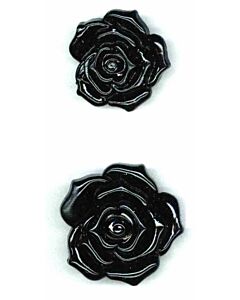 Zwarte roos knoop van kunststof in diverse maten.