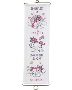 Borduurpakket groeimeter eenhoorn ingrid Permin 36-0741