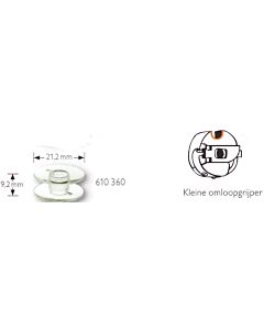 Plastic spoelen met kleine omloopgrijper van Prym.