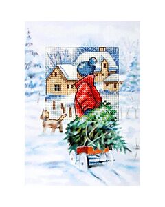 Orchidea wenskaart Kerstboom ophaaldienst 6232 borduren