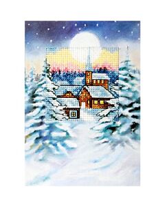 Orchidea wenskaart huisje in de sneeuw 6233 borduren