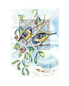 Orchidea wenskaart Pimpelmees in de boom 6268 borduren