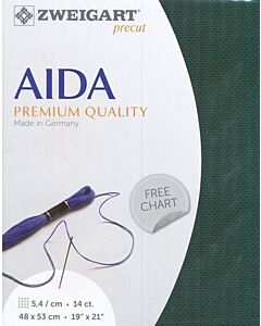 Borduurstof aida 14ct/5.4 kruisje van Zweigart kl. 647 groen afm. 48x53cm
