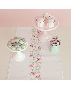 Rico Design tafellopertje bloemen en blauwe vlinders 67366.52.18 voorbedrukt borduren in platsteek