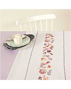 Voorbedrukte loper bloemen met konijnen in platsteek van Rico 67384.52.12 om te borduren 45x100cm