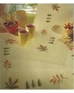 Borduurpakket voorbedrukte loper herfstbladeren om te borduren in platsteek van Rico