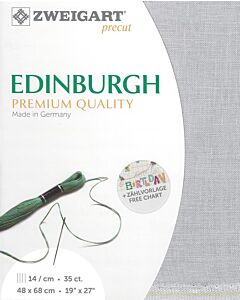 Linnen borduurstof Edinburgh 35counts kl 705 parel grijs afm. 48x68cm Zweigart