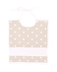 Rico Design beige met stippen baby slabbetje 145032 met aida rand.