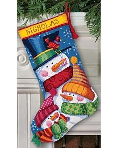 Borduurpakket Kerstsok sneeuwpoppen familie dimensions voorbedrukt 72-109139