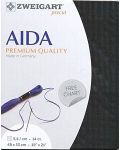 Borduurstof aida 14ct/5.4 kruisje van Zweigart kl. zwart 720