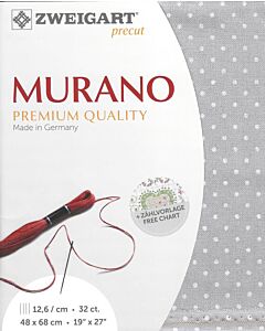 Murano borduurstof 32counts/12.6 draden per cm kl.7349 grijs met witte stippen afm. 48x68cm