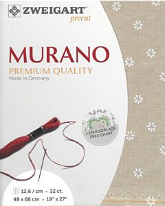 Borduurstof Murano 32counts/12.6 draadjes per cm beige met bloemen 7399 van Zweigart