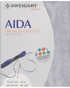 Borduurstof aida 14ct/5.4 kruisje van Zweigart kleur marmer grijs 7729 afm. 48x53cm