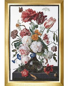 Borduurpakket Still Life with Flowers in a glass vase. 1650-1683, Jan Davidsz, De Heem" Een bloemen stilleven van Jan Davidz