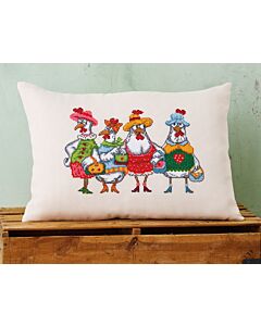 Permin borduurkussenpakket chick-o-holics 83-4123 telpatroon
