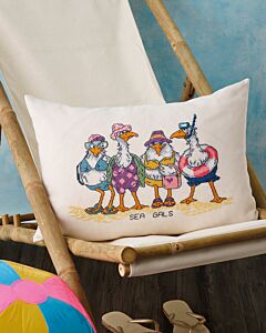 Permin borduurkussenpakket strand dames 83-4474 telpatroon