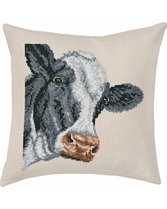 Permin Borduurpakket Kussen Nieuwsgierige Koe 83-6101 met telpatroon