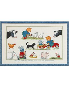 Permin borduurpakket geboortetegel Boerderij Arthur - Happy Friends 90-8303