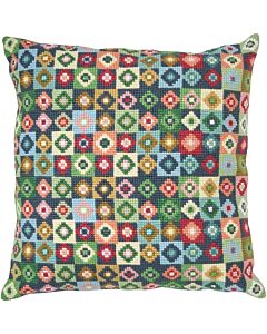 Permin borduurpakket kussen Flower om te borduren 83-1118  met telpatroon