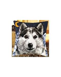 Borduurpakket kruissteekkussen wolf met maanlicht om te borduren  