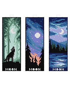 Orchidea borduurpakket maan boekenleggers 3st. 8708 telpatroon