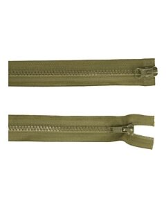 Dubbel deelbare rits 80cm kl.888 legergroen met bloktand