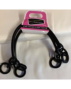 Tassenbeugel half rond zwart met ronde ringetjes