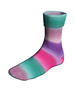 Lang Yarns Super Soxx Color kl.506 ColorfulCitiesSoxx (crème/bruin/blauw/turquoise) is een 4 draads sokkenwol 