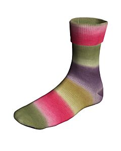 Lang Yarns Super Soxx Color kl.506 ColorfulCitiesSoxx (crème/bruin/blauw/turquoise) is een 4 draads sokkenwol 