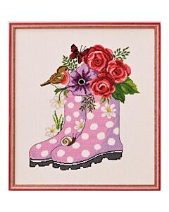 Permin borduurpakket laarzen met bloemen 90-2114