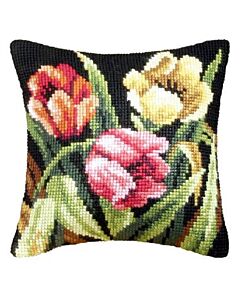 Orchidea borduurkussenpakket tulpen 9077 voorbedrukt (kussenrug en opvulkussen apart verkrijgbaar)