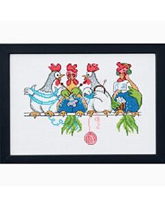 Borduurpakket kippen  die breien  van Permin  92-3119  
