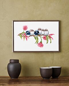 Permin borduurpakket blauwe winterkoninkjes 92-3439 telpatroon