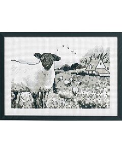 Permin borduurpakket schaapjes in sepia om te borduren 92-0733